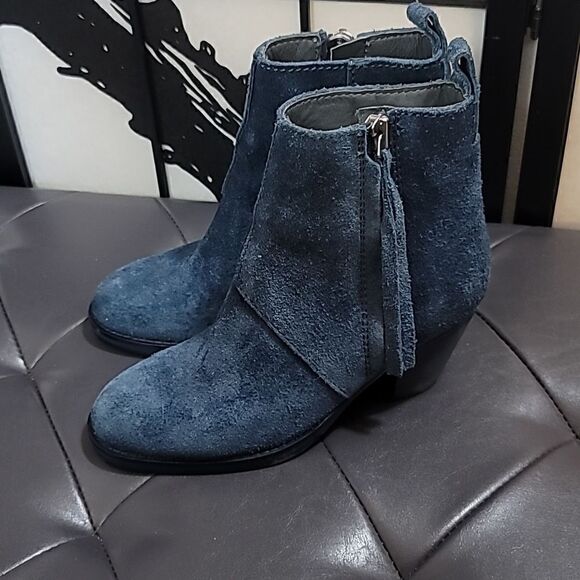 Acne Women's Pistol Blue Suede Ankle Boots - Picture 1 of 15